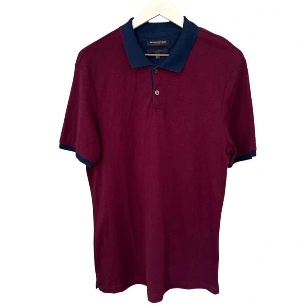 Banana Republic Luxury Touch Burgundy Polo Shirt Men’s Size Large Standard Fit